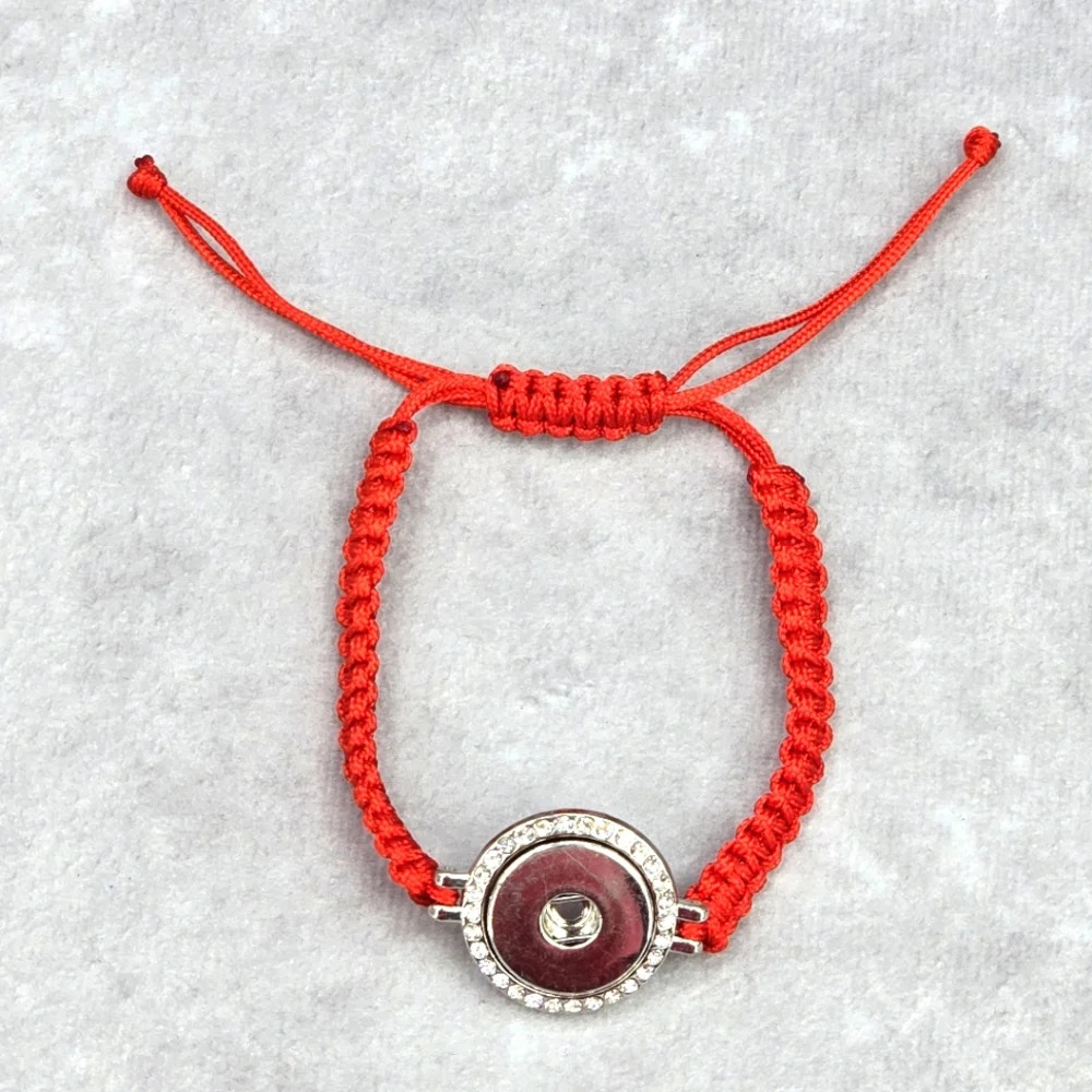 Red Silver Circle Rhinestone Charm Adjustable Bracelet Fashion Jewelry JB2-39